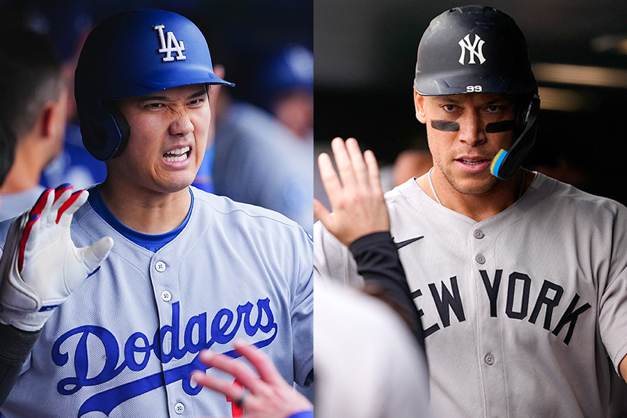 ドジャース・大谷翔平（左）とヤンキースのアーロン・ジャッジ【写真：荒川祐史、ロイター】