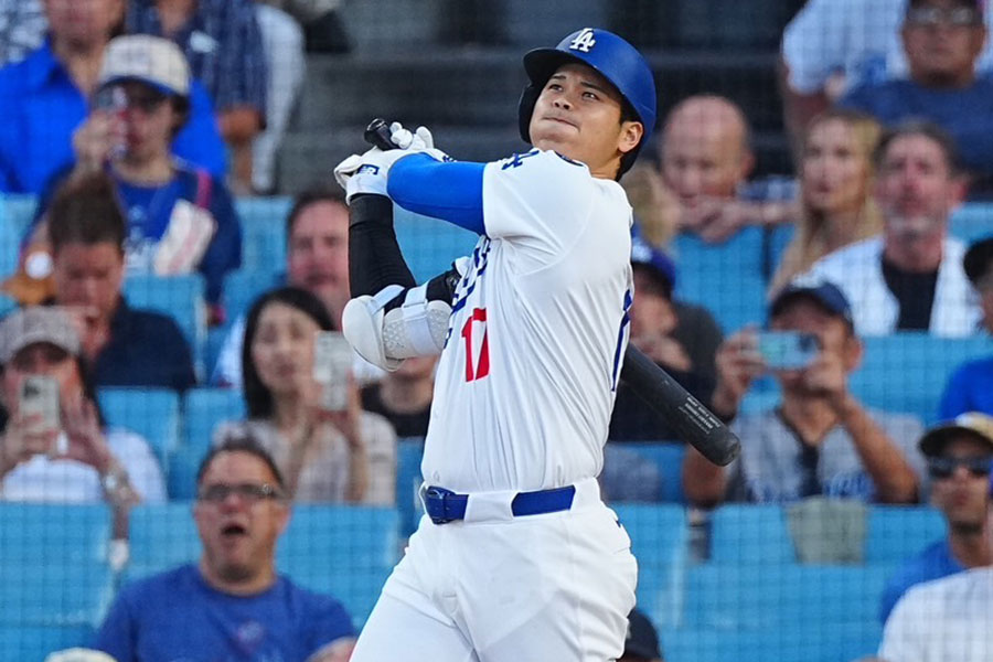 ヤンキース戦で21号本塁打を放ったドジャース・大谷翔平【写真：荒川祐史】
