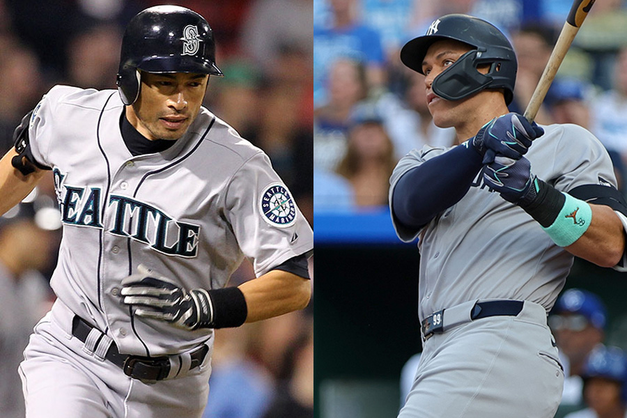 マリナーズ時代のイチロー氏（左）とヤンキースのアーロン・ジャッジ【写真：Getty Images】