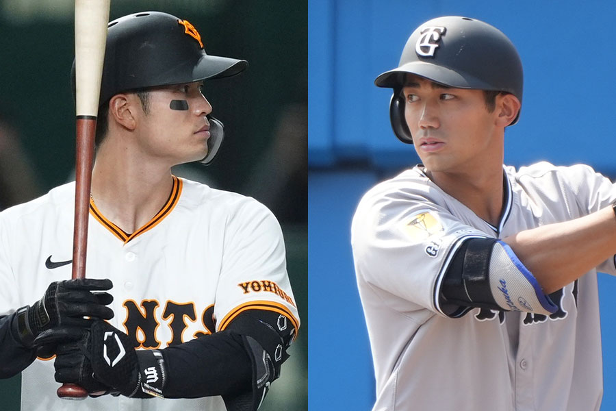 巨人・若林楽人（左）と三塚琉生【写真：矢口亨、町田利衣】