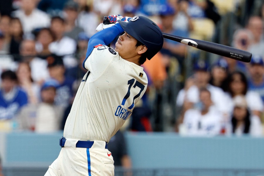 ジャイアンツ戦で本塁打を放ったドジャース・大谷翔平【写真：Getty Images】