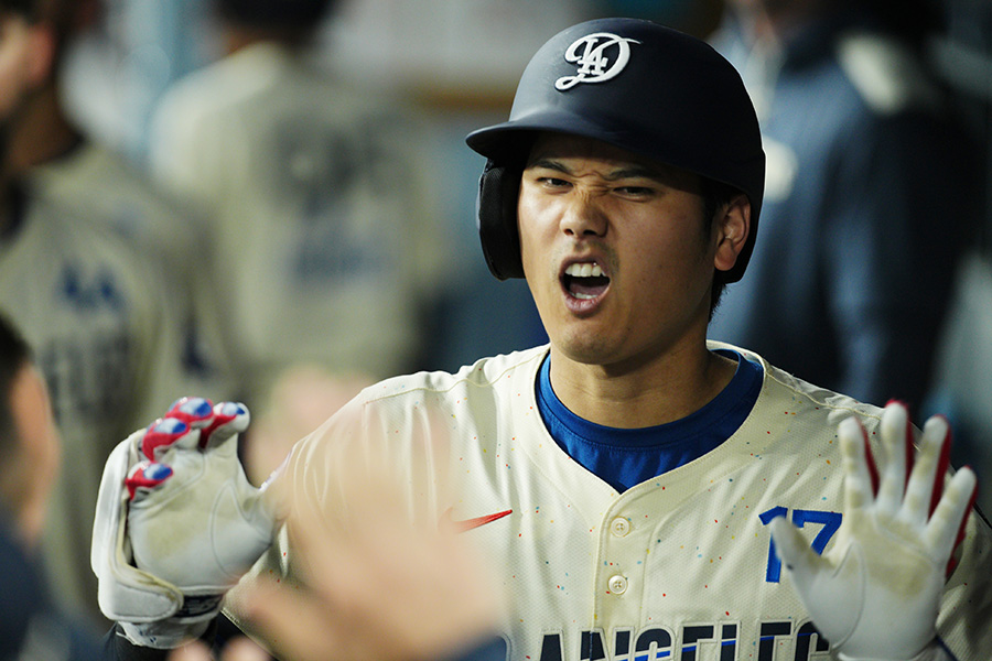 ジャイアンツ戦で本塁打を放ったドジャース・大谷翔平【写真：Getty Images】