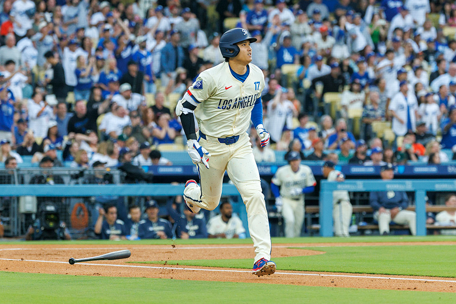 ジャイアンツ戦で本塁打を放ったドジャース・大谷翔平【写真：Getty Images】