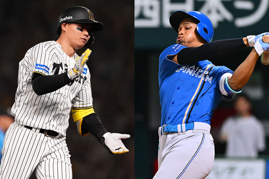 阪神・森下翔太（左）と日本ハム・万波中正【写真：小林靖、古川剛伊】
