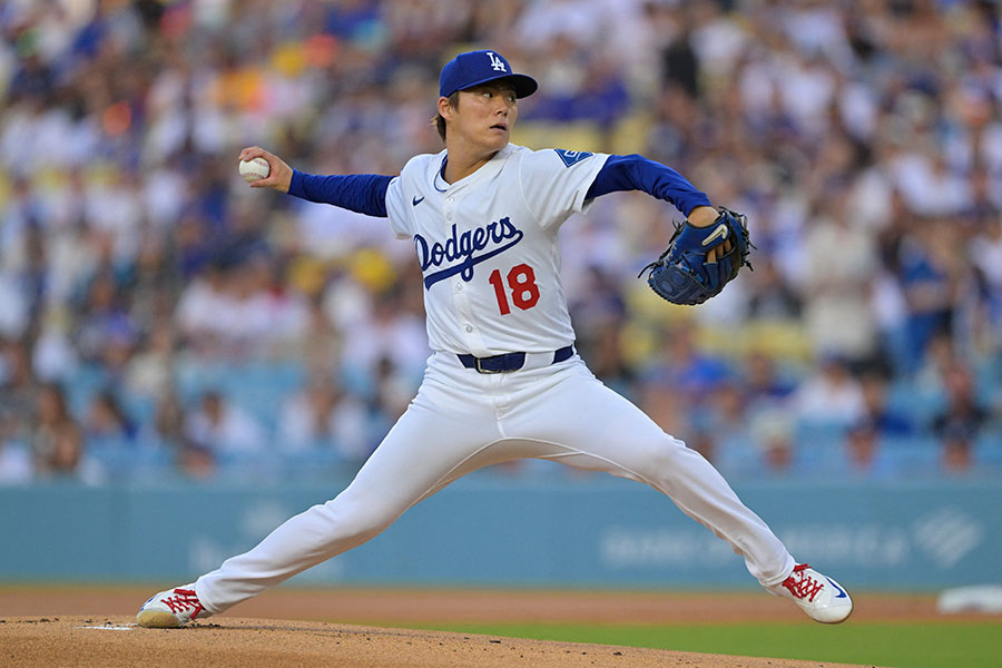 パドレス戦に先発したドジャース・山本由伸【写真：ロイター】