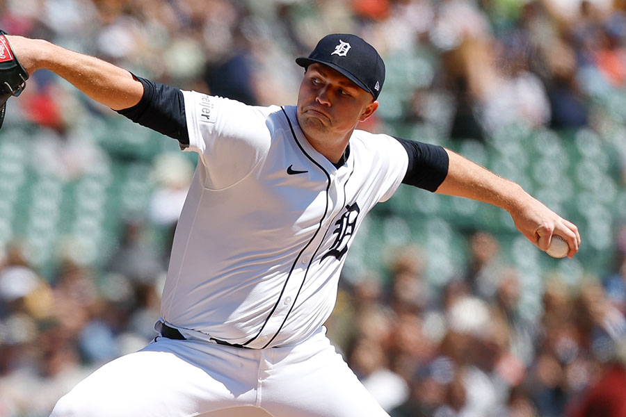 4月27日のオリオールズ戦に登板したタイガースのタリク・スクーバル【写真：Getty Images】