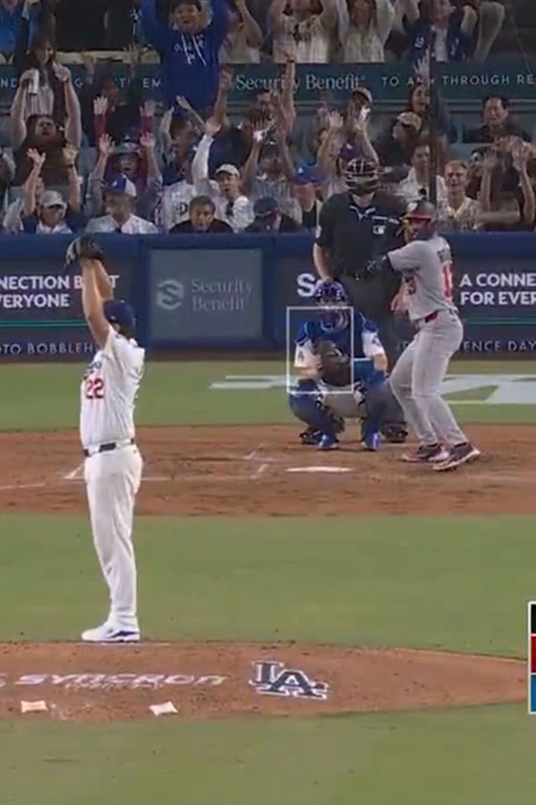 ナショナルズ戦に先発したドジャースのクレイトン・カーショー（MLB公式からスクリーンショット）