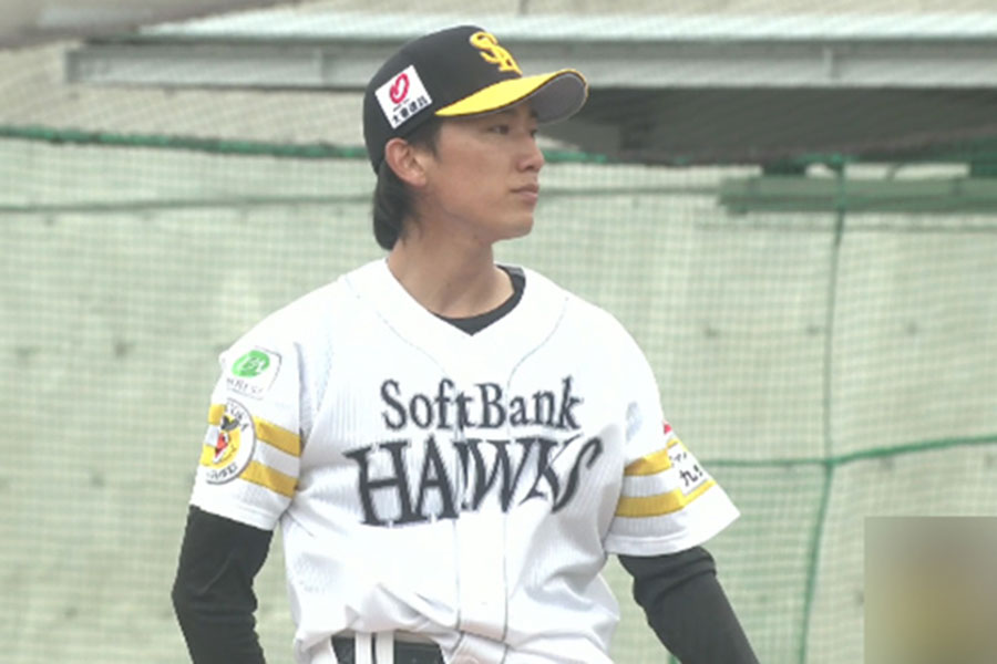 ハヤテ戦に登板したソフトバンク・大津亮介【画像：パーソル パ・リーグTV】
