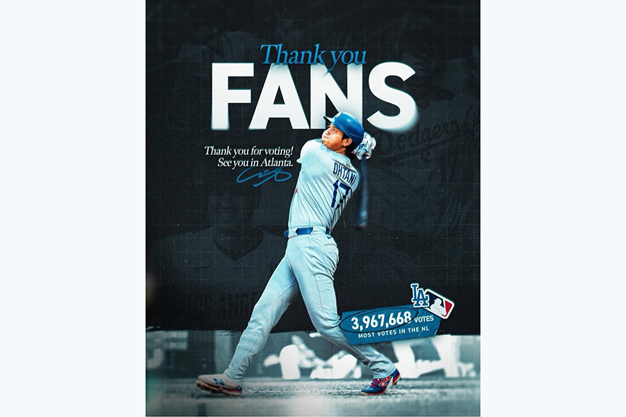 ドジャース・大谷翔平が公開した投稿（写真はスクリーンショット）