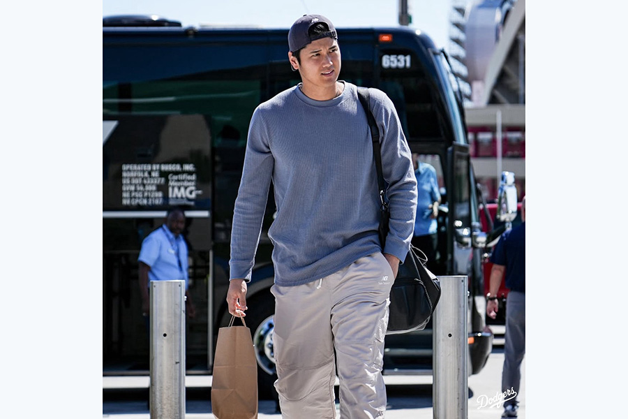球場入りしたドジャース・大谷翔平（スクリーンショット）【写真：ドジャース公式インスタグラムより】