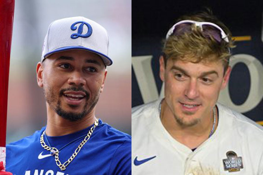 ドジャースのムーキー・ベッツ（左）とエンリケ・ヘルナンデス【写真：ロイター】