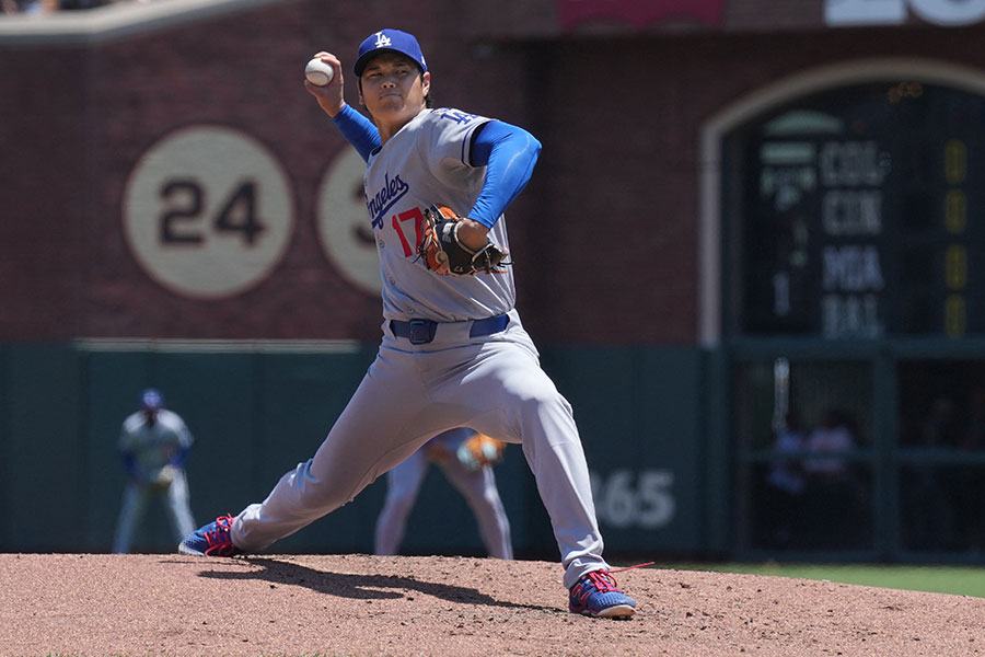 ジャイアンツ戦に先発したドジャース・大谷翔平【写真：ロイター】