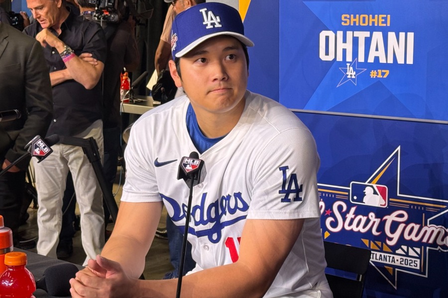オールスター前日会見に臨んだドジャース・大谷翔平【写真：小谷真弥】
