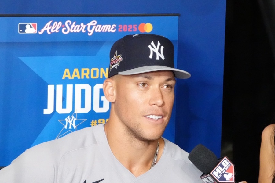 オールスター前日会見に臨んだヤンキースのアーロン・ジャッジ【写真：真柴健】