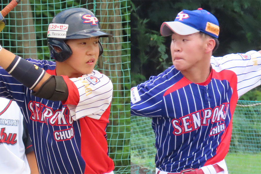 捕手の兄・陽翔（左）と投手の弟・大翔【写真：片倉尚文】