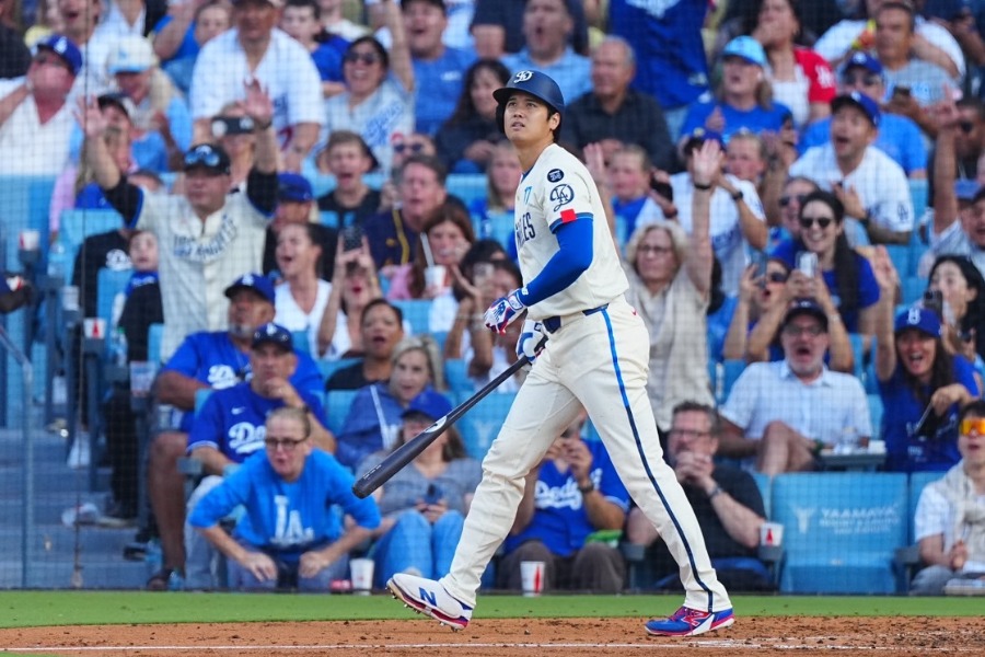 ブルワーズ戦に出場したドジャース・大谷翔平【写真：荒川祐史】