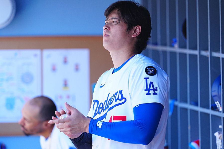ブルワーズ戦に出場したドジャース・大谷翔平【写真：荒川祐史】