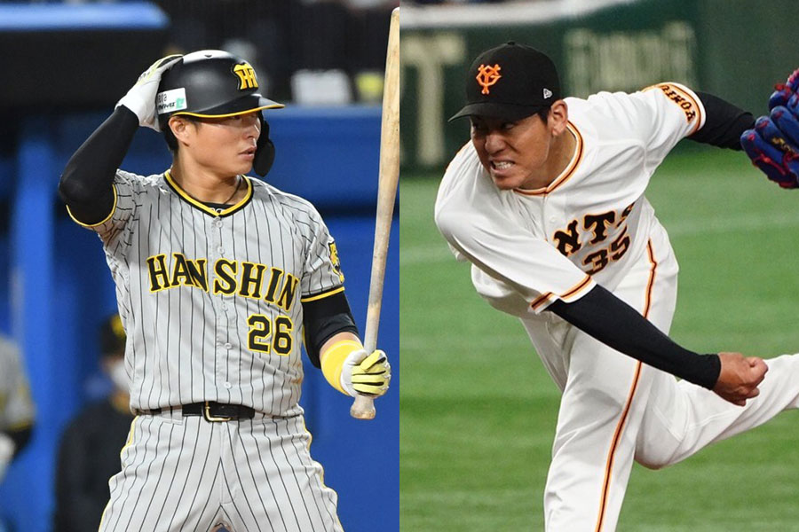 阪神時代の北條史也（左）巨人時代の桜井俊貴【写真：小林靖、荒川祐史】