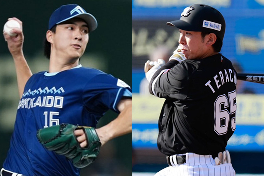 日本ハム・達孝太(左)とロッテ・寺地隆成【写真:矢口亨、小池義弘】