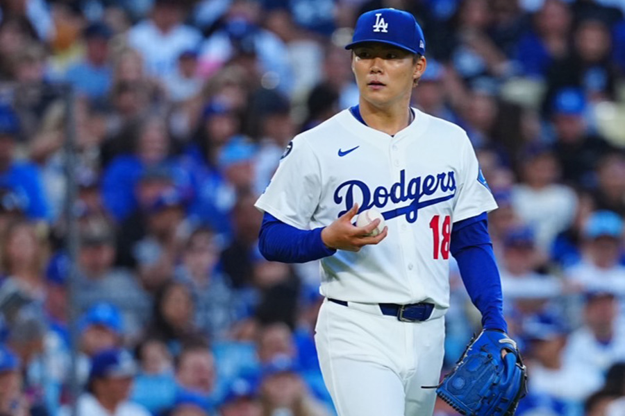 ツインズ戦に登板したドジャース・山本由伸【写真：荒川祐史】