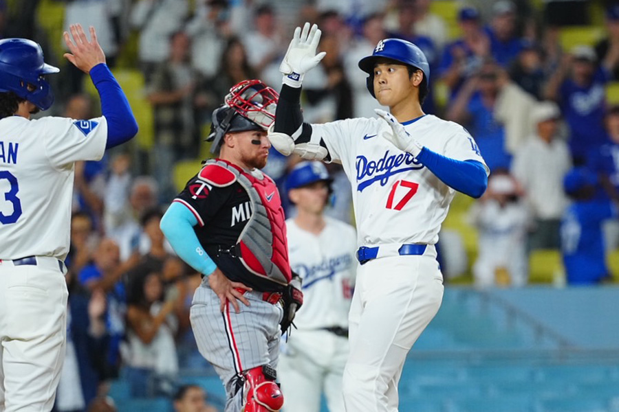 36号2ランを放ったドジャース・大谷翔平【写真：荒川祐史】