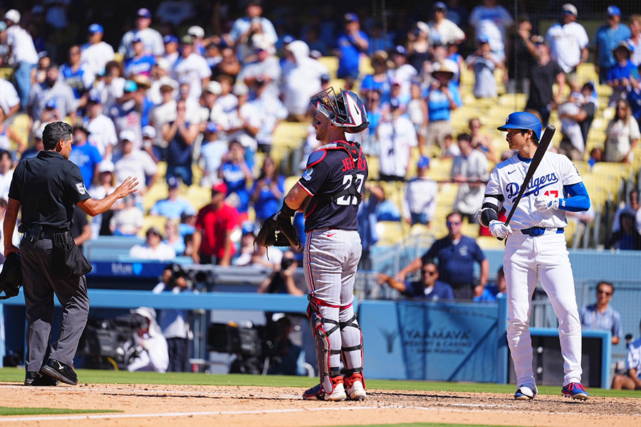 申告敬遠をされたドジャース・大谷翔平【写真：荒川祐史】