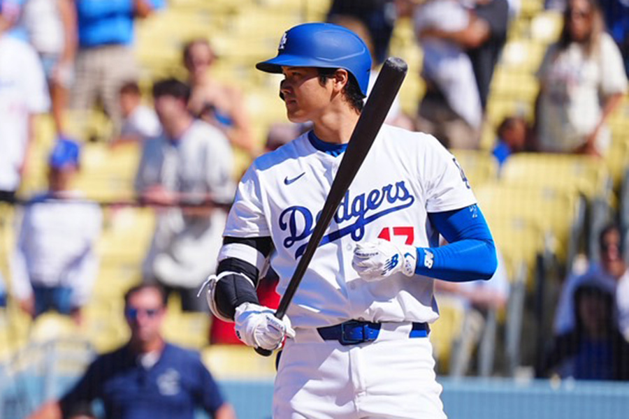 申告敬遠を受けたドジャース・大谷翔平【写真：荒川祐史】