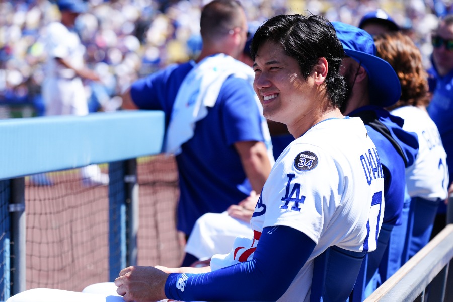 ツインズ戦に出場したドジャース・大谷翔平【写真:荒川祐史】