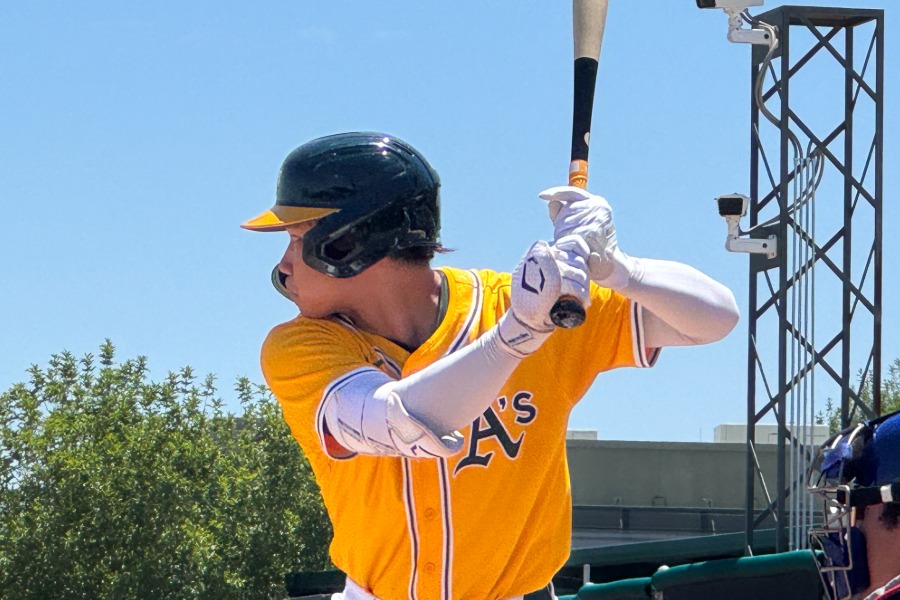 アスレチックス傘下でプレーする森井翔太郎【写真：佐藤直子】