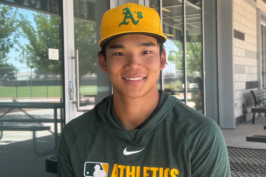 アスレチックス傘下でプレーする森井翔太郎【写真：佐藤直子】