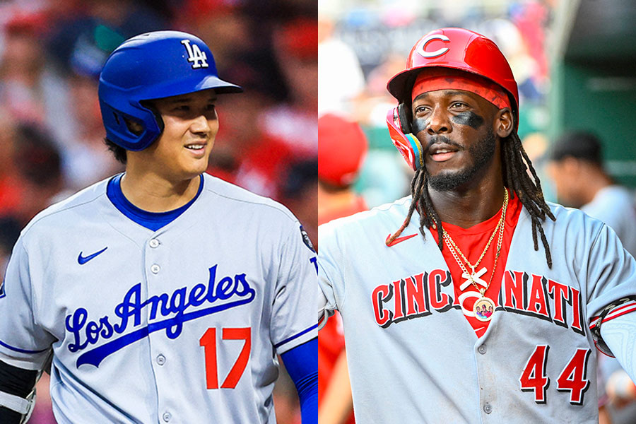ドジャース・大谷翔平（左）とレッズのエリー・デラクルーズ【写真：ロイター】