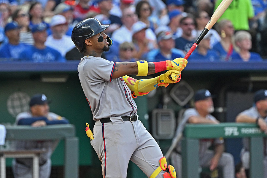 ロイヤルズ戦で本塁打を放ったブレーブスのロナルド・アクーニャJr.【写真：ロイター】