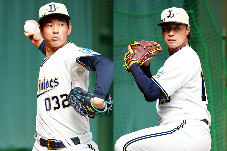 オリックス・入山海斗（左）と横山楓【写真：小林靖】