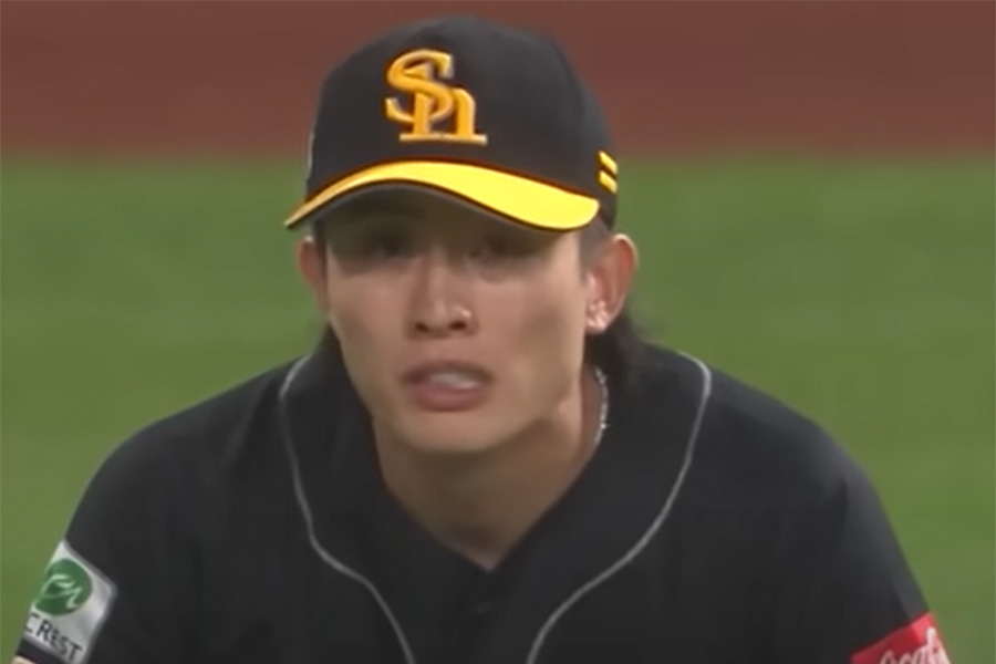 日本ハム戦に出場したソフトバンク・周東佑京【画像：パーソル パ・リーグTV】