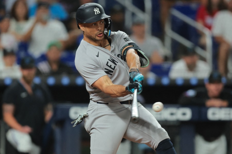 9号3ランを放ったヤンキースのジャンカルロ・スタントン【写真：ロイター】