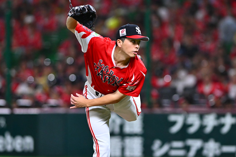 9勝目をあげたソフトバンク・大関友久【写真:古川剛伊】