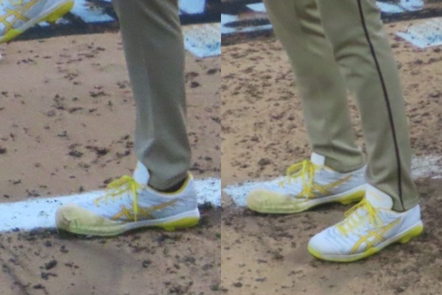 ダルビッシュのプレートの踏み位置の変化【写真：木崎英夫】