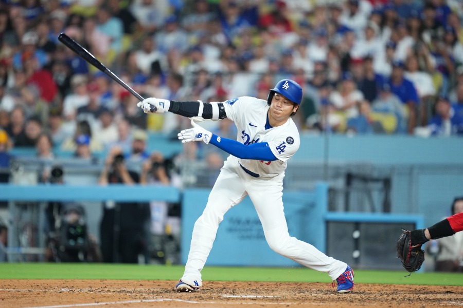空振り三振に倒れたドジャース・大谷翔平【写真：イワモトアキト】