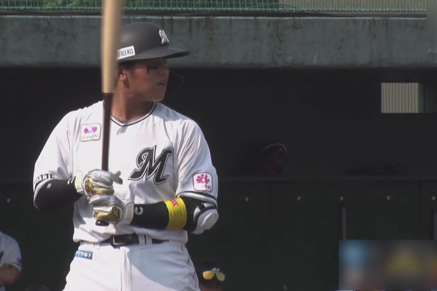 日本ハム戦に出場したロッテ・松川虎生【画像：パーソル パ・リーグTV】