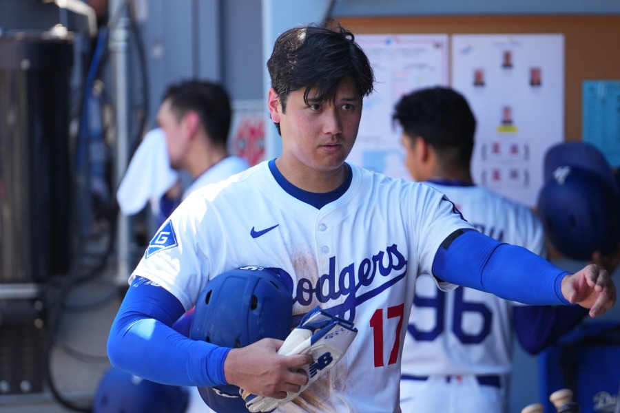 カージナルス戦に出場したドジャース・大谷翔平【写真：イワモトアキト】