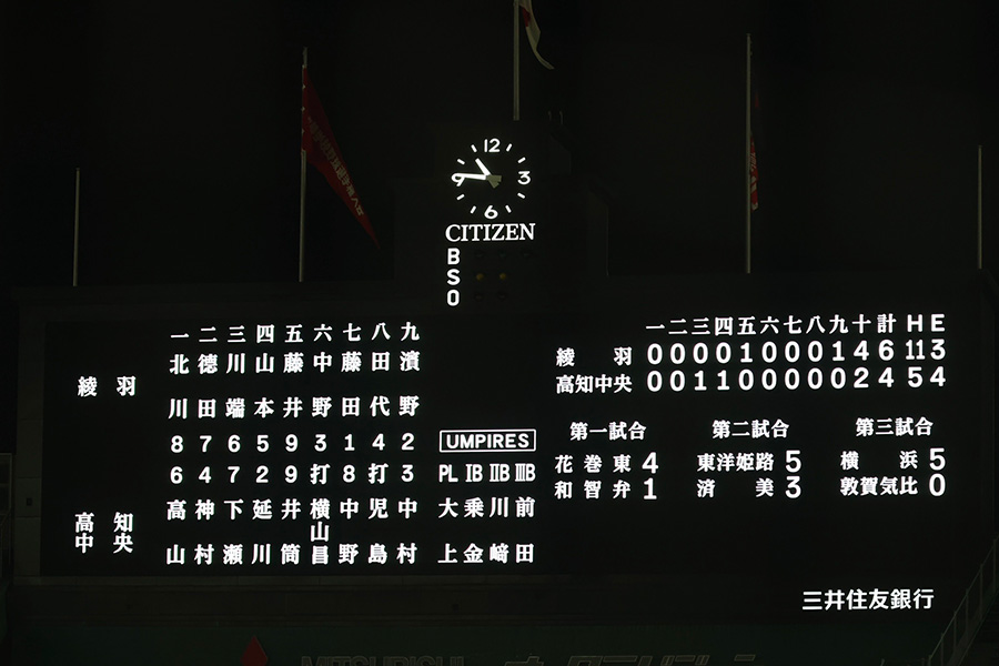 午後10時46分決着がつき試合終了【写真：加治屋友輝】