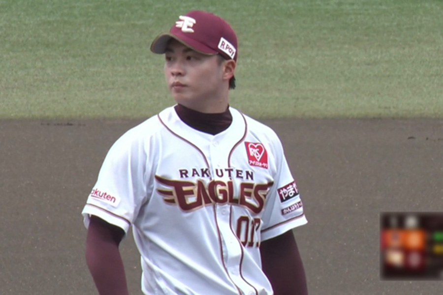オイシックス戦に先発した楽天・王彦程【画像：パーソル パ・リーグTV】