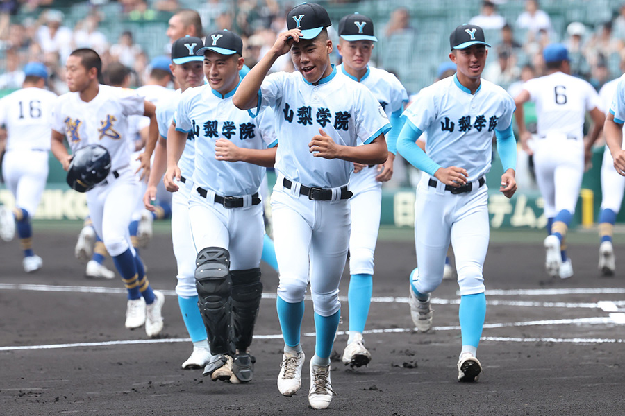 大会第7日目の1試合目を戦った山梨学院【写真：加治屋友輝】