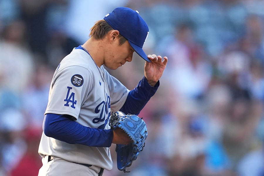 エンゼルス戦に先発したドジャース・山本由伸【写真：イワモトアキト】