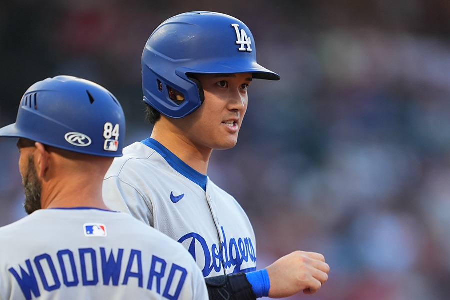 エンゼルス戦に出場したドジャース・大谷翔平【写真：イワモトアキト】