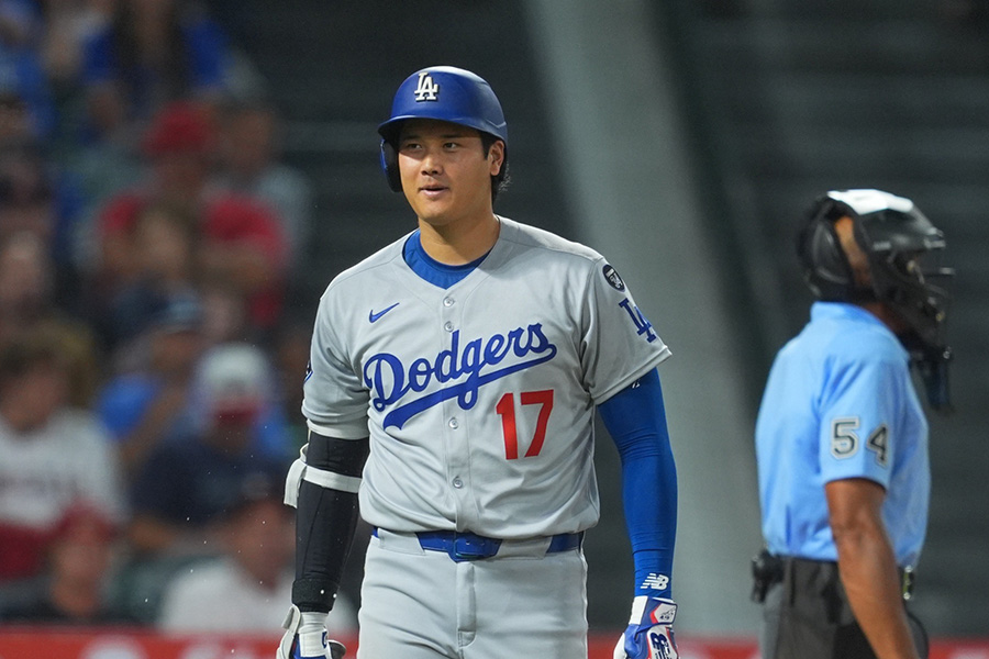 エンゼルス戦に出場したドジャース・大谷翔平【写真：イワモトアキト】