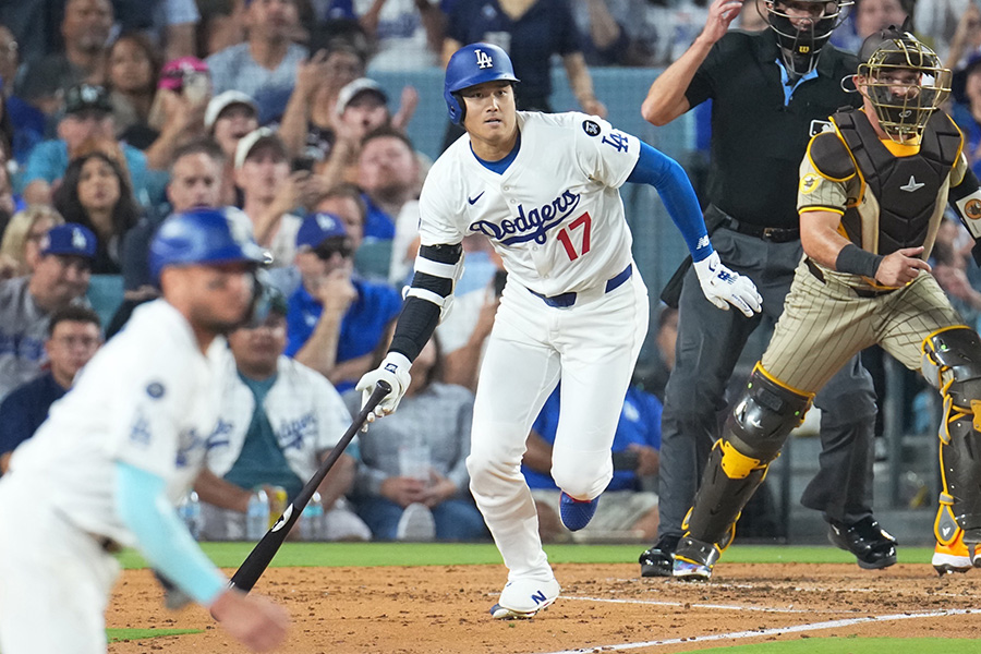 パドレス戦に出場したドジャース・大谷翔平【写真：イワモトアキト】