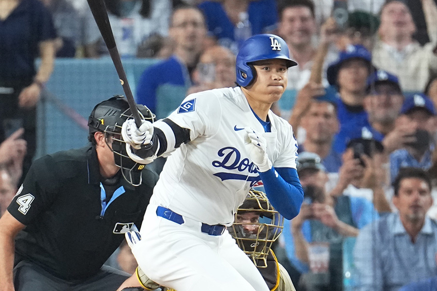 パドレス戦に出場したドジャース・大谷翔平【写真：イワモトアキト】