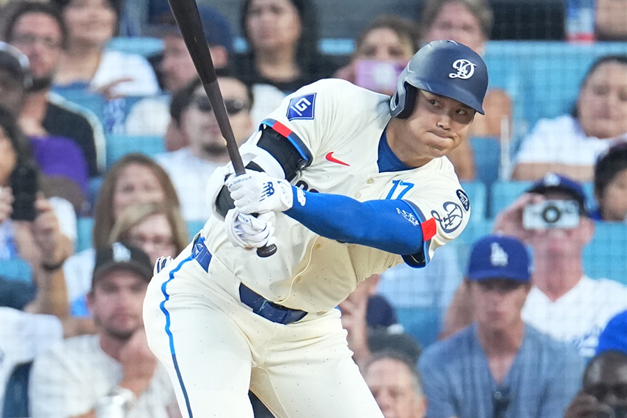 パドレス戦に出場したドジャース・大谷翔平【写真：イワモトアキト】