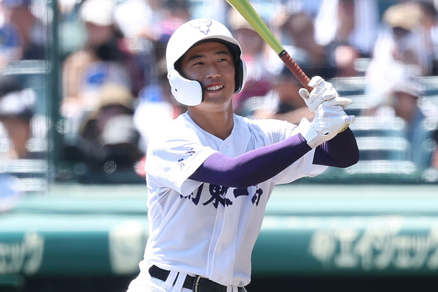 日大三戦に出場した関東第一・坂本慎太郎【写真：加治屋友輝】